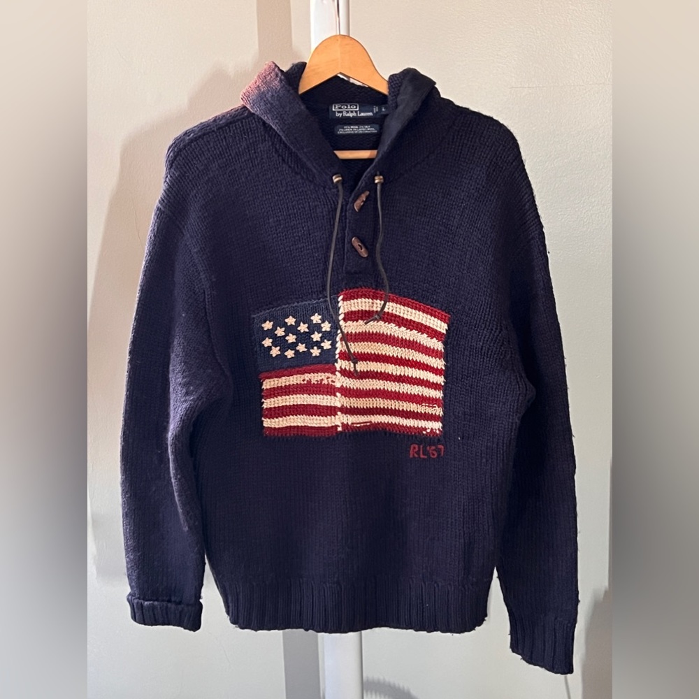 Men’s Polo Ralph Lauren American Flag cowl neck sweater
